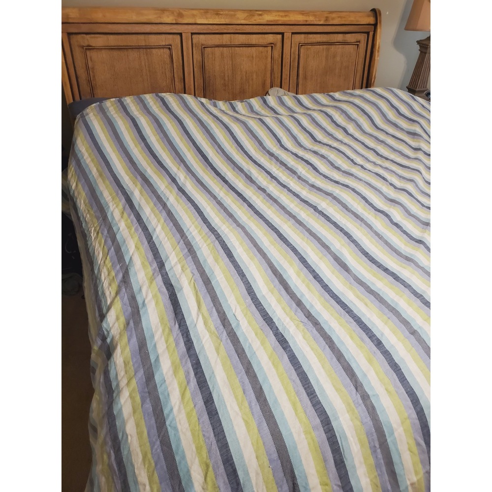 The Company Store Duvet Cover 100% Linen Beachy Striped Natural Fiber King